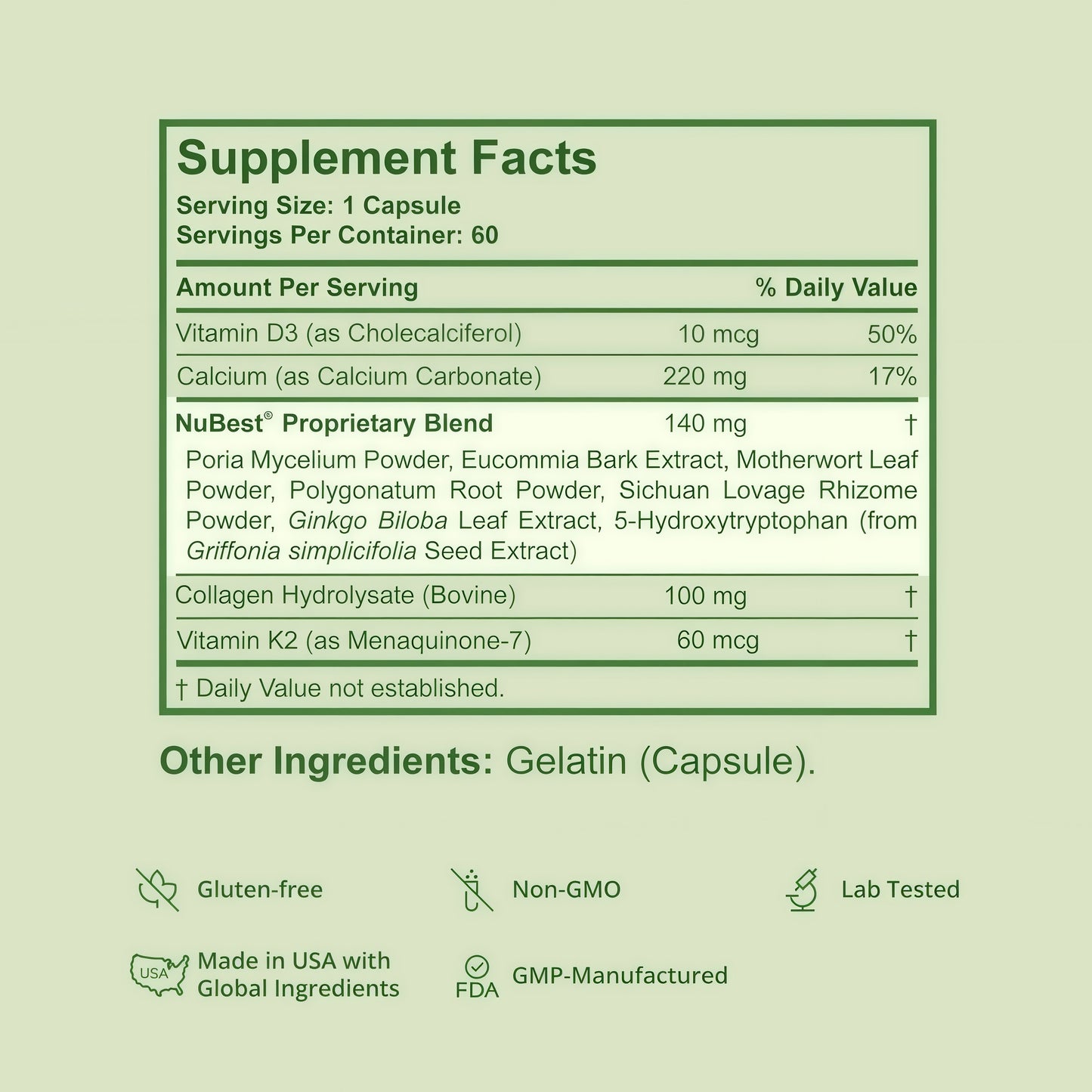 NuBest Tall 10+ Premium Bone Strength Formula, Enhanced Immunity and Overall Health for Age 10+ with Calcium, Vitamin D3, Vitamin K2, and Multivitamins | 60 Capsules | 1 Month Supply